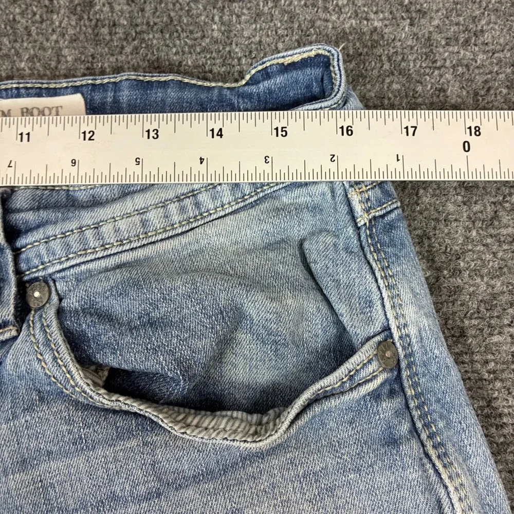 TK Axel‎ Mens Slim Bootcut Jeans Light Wash Blue Denim 32x32 Distressed Stained